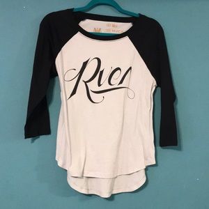RVCA Black & Heather Grey Baseball T-Shirt